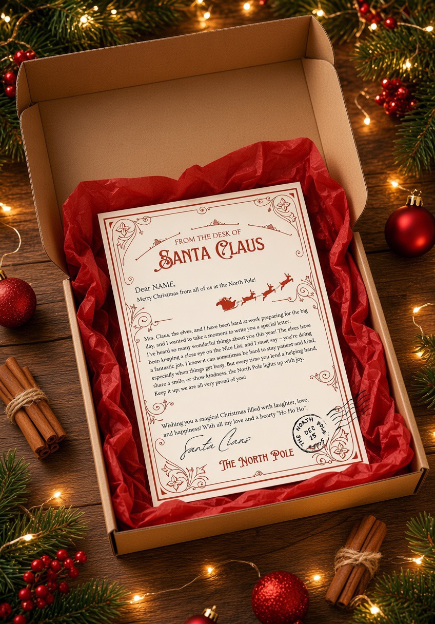 Personalised Letter from Santa presented in a festive gift box